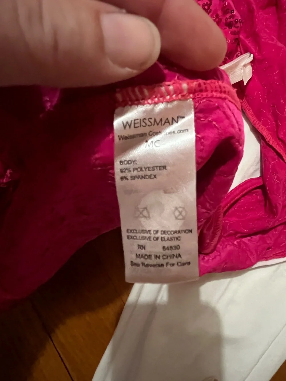Weissman Fuchsia Sequin Hooded Top with White Loungewear Bottoms